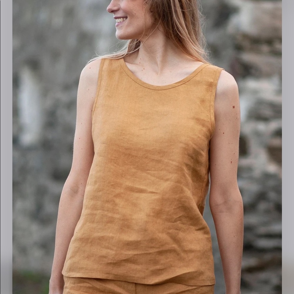 Flax 100% linen vintage tank